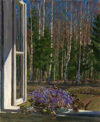 Spring landscape with violets by 
																	Stanislav Yulianovich Zhukovsky