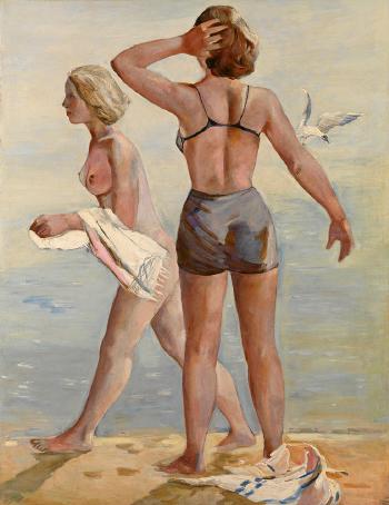 Two girls on the beach by 
																	Vladimir Lyushin