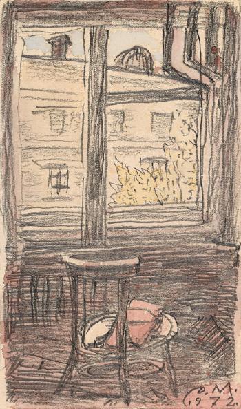 Still Life with Two Glasses and a Jar. Gingerbread. February. Window Overlooking Skakowaya Street by 
																			Dimitri Isidorovich Mitrokhin