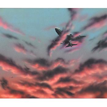 Sunset with airplanes by 
																	Mala Iqbal