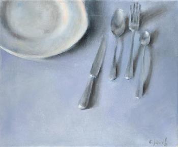 Cutlery and plate on table by 
																	Jacob Carmely
