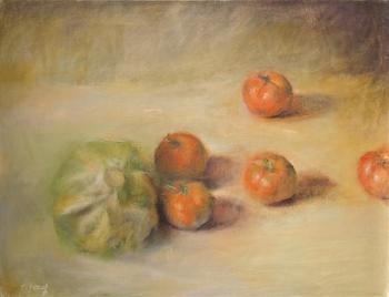 Still life with cabbage and tomatoes by 
																	Jacob Carmely