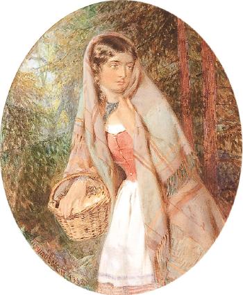 A young woman with a basket of eggs by 
																			Konstantin Alexandrovich Trutkovsky
