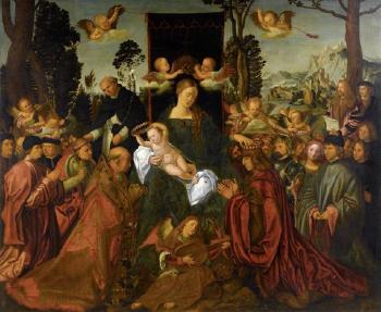 The feast of the rose garlands after Albrecht Durer by 
																			 Venetian School