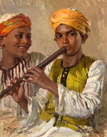 Egyptian boy on his flute by 
																	Arturo Zanieri