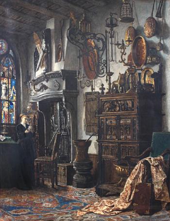 Interior of a collectors home by 
																	Ernest Kathelin