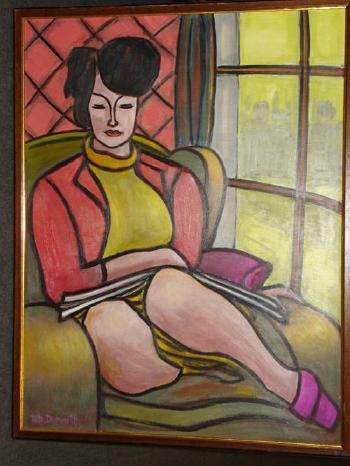 Woman at an upper window (with homage to Matisse) by 
																	Edwin James Dummett
