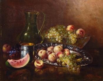 Stilleben mit Pfirsichen und Trauben by 
																	A Redtwitz