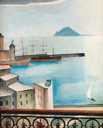 Hamnen i Pozzuoli by 
																	Evald Dahlskog