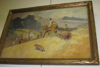 Native Americans travelling across a plain by 
																			Leonard Howard Reedy