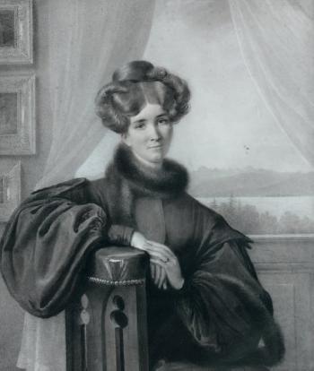 Portrait de femme accoudee, devant une fenetre by 
																	Amelie Munier-Romilly