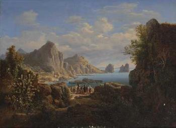 Partie von der Insel Capri bei Neapel by 
																	Heinrich Jakob Fried
