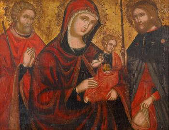 The holy family with St. Jacob the apostle by 
																	 Venetian-Cretan School