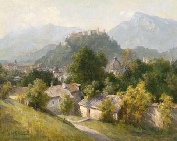 View of the Hohe Salzburg as seen from the Kapuzinerberg by 
																	Marie Onken-Palme