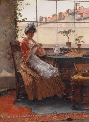 Taking tea in the artist's studio by 
																	Max Hammerl