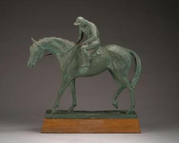Figure of a horse and jockey by 
																	Jean Walwyn