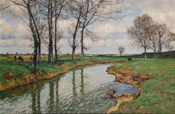 Niederrheinische Flusslandschaft im Fruhling by 
																	Wilhelm Fritzel