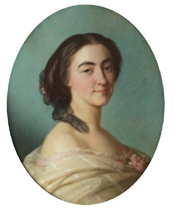Portrait de trois - quart d'une femme de qualité by 
																	Louis Stanislas Faivre-Duffer