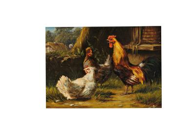Hahn und Hennen im Hühnerhof by 
																	Peter Muhlbach