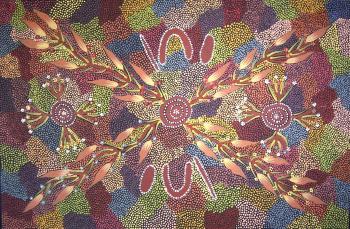 Ornamentale Komposition mit klassischen Motiven der Aborigines by 
																	Polly Wheeler Naparrula