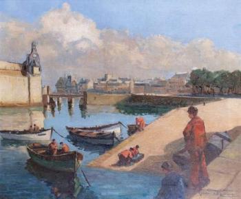 Arrivée des pêcheurs dans le port de Concarneau by 
																	Alexandre Gaillard-Deschamps