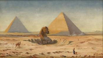 Le sphinx de Gizeh et les pyramides de Kheops et Khephren by 
																	Charles Leon Vinit