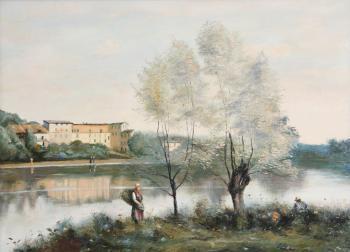 River scene by 
																	 Malfroy