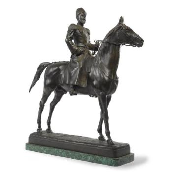 A Bronze Equestrian Figure Of Emperor Nicholas II by 
																	Henri Geoffroy de la Ruille
