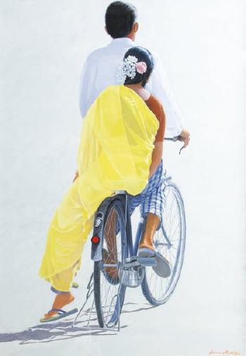 Sari jaune à Pondichery by 
																	Arnaud d' Aunay