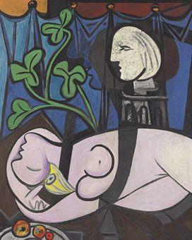 Nude, Green Leaves and Bust by 
																	Pablo Picasso