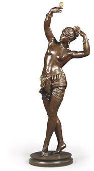 A French Life Size Gilt And Patinated-bronze Female Figure Entitled 'La Danse Des Oeufs' by 
																	Gustave Louis Nast