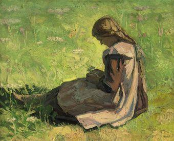 Girl sitting in the grass by 
																	Emmanuel Zairis