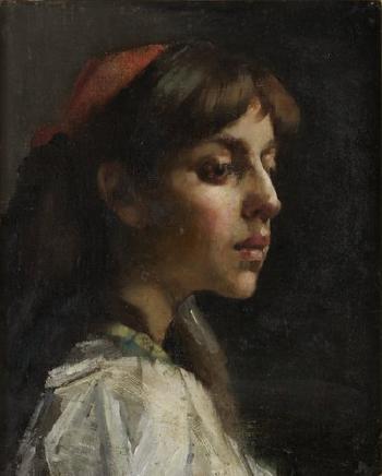Porträtt av ung kvinna by 
																	Cecil W Rea