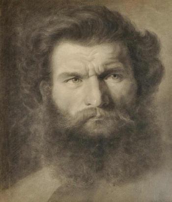 A study of the head of a blacksmith by 
																	Alexander Jakesch