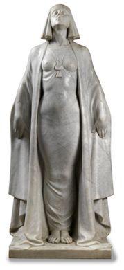 An upright standing female figure in a cloak by 
																	Alessandro Laforet