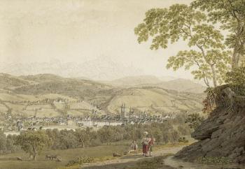 Ansicht von St. Gallen mit der Klosterkirche by 
																	Johann Heinrich Luttringshausen