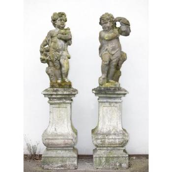A Pair Of Dutch Carved Sandstone Putti by 
																	Jacob Vennekool