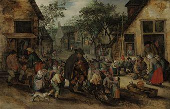The Blind Hurdy-Gurdy Player by 
																	Pieter Brueghel