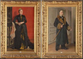 Portrait en pied d'une dame de qualité. Portrait en pied d'un homme en manteau by 
																	Francois Halkett