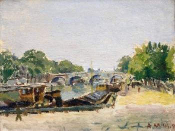Péniches sur la Seine à Paris by 
																	Andre Malterre