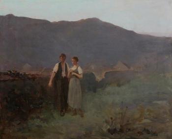 Couple on outskirts of village by 
																	Albert Cresswell
