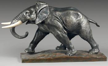 Éléphant marchant by 
																	Charles Virion