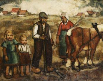 Famile paysanne au champ by 
																	Bart Verschaeren