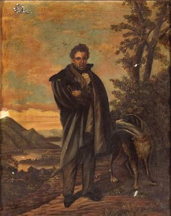 A portrait of a gentleman, thought to be Daniel O'Connell, with his hound by 
																	Joseph Patrick Haverty