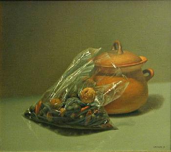 Still life with walnuts and vessel by 
																	Enrique Campuzano