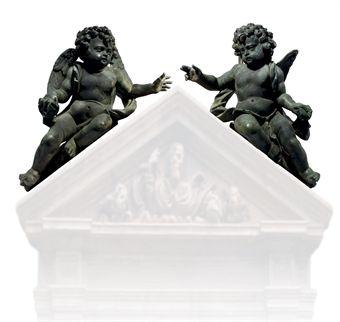 A Pair Of Bronze Reclining Putti by 
																	Cosimo Fanzago