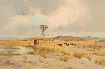 Cows grazing near a windmill by 
																	Christopher Tugwell