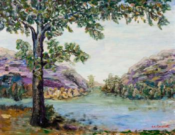 River landscape by 
																	Clara C Pancoast