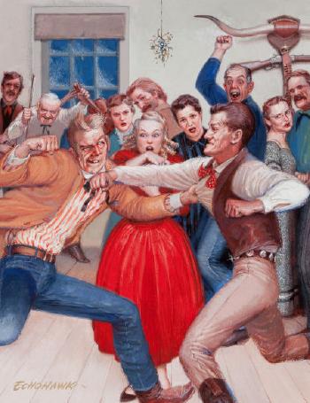 A brawl at the county dance by 
																	Brumett Echohawk