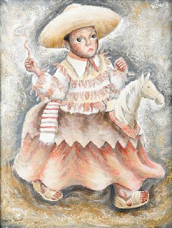 Child on a toy horse by 
																	Jesus Ortiz Tajonar